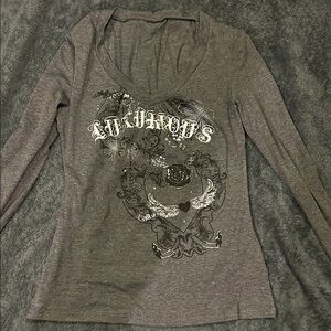 Gray Long Sleeve Graphic Tee